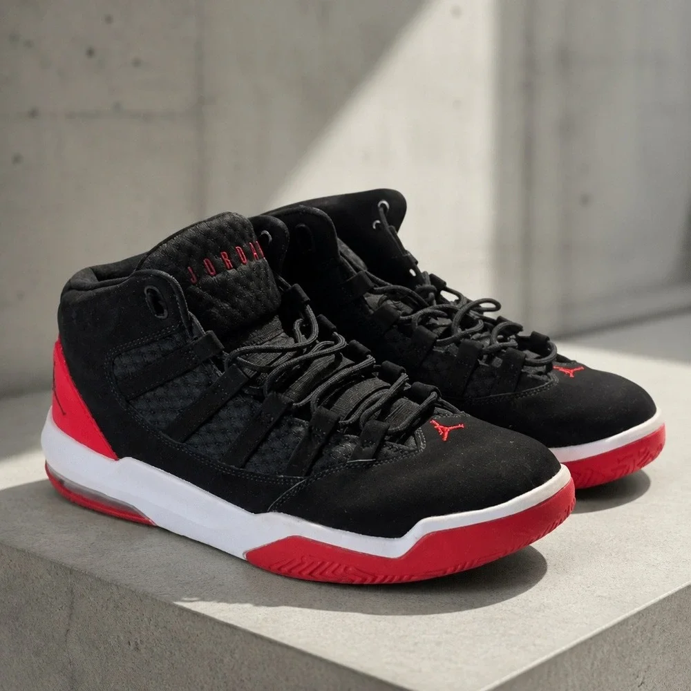Jordan Max Aura 4 Mens Basketball Shoes Black University Red No Insole Size 12